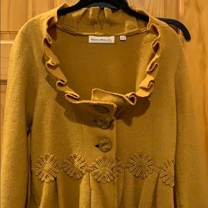 Embroidered Mustard Sweater Coat